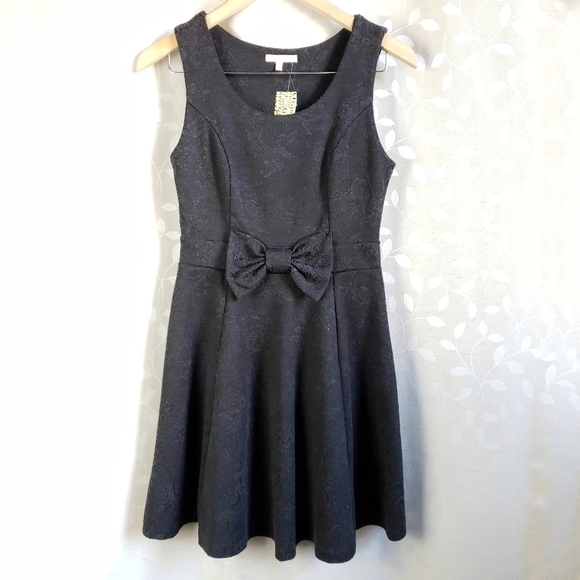 Just Ginger Retro Lace Texture Knit Bow Jumper Sweater Dress With Tags Gray Sm - Picture 2 of 12